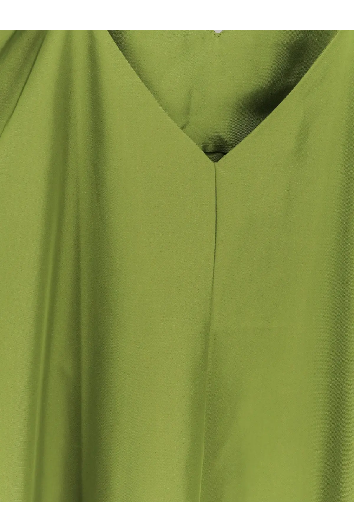 Rohe women’s silk dress in soft olive green with a smooth flowing fabric and v-neck design