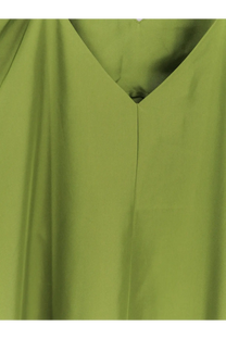 Rohe women’s silk dress in soft olive green with a smooth flowing fabric and v-neck design