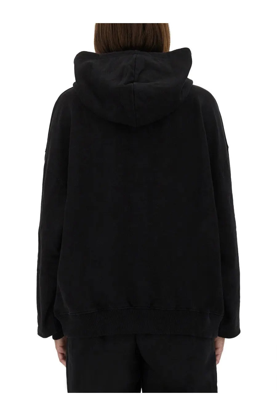 Rotate Birger Christensen women’s black oversized hoodie with soft relaxed fit and ribbed cuffs for comfortable wear