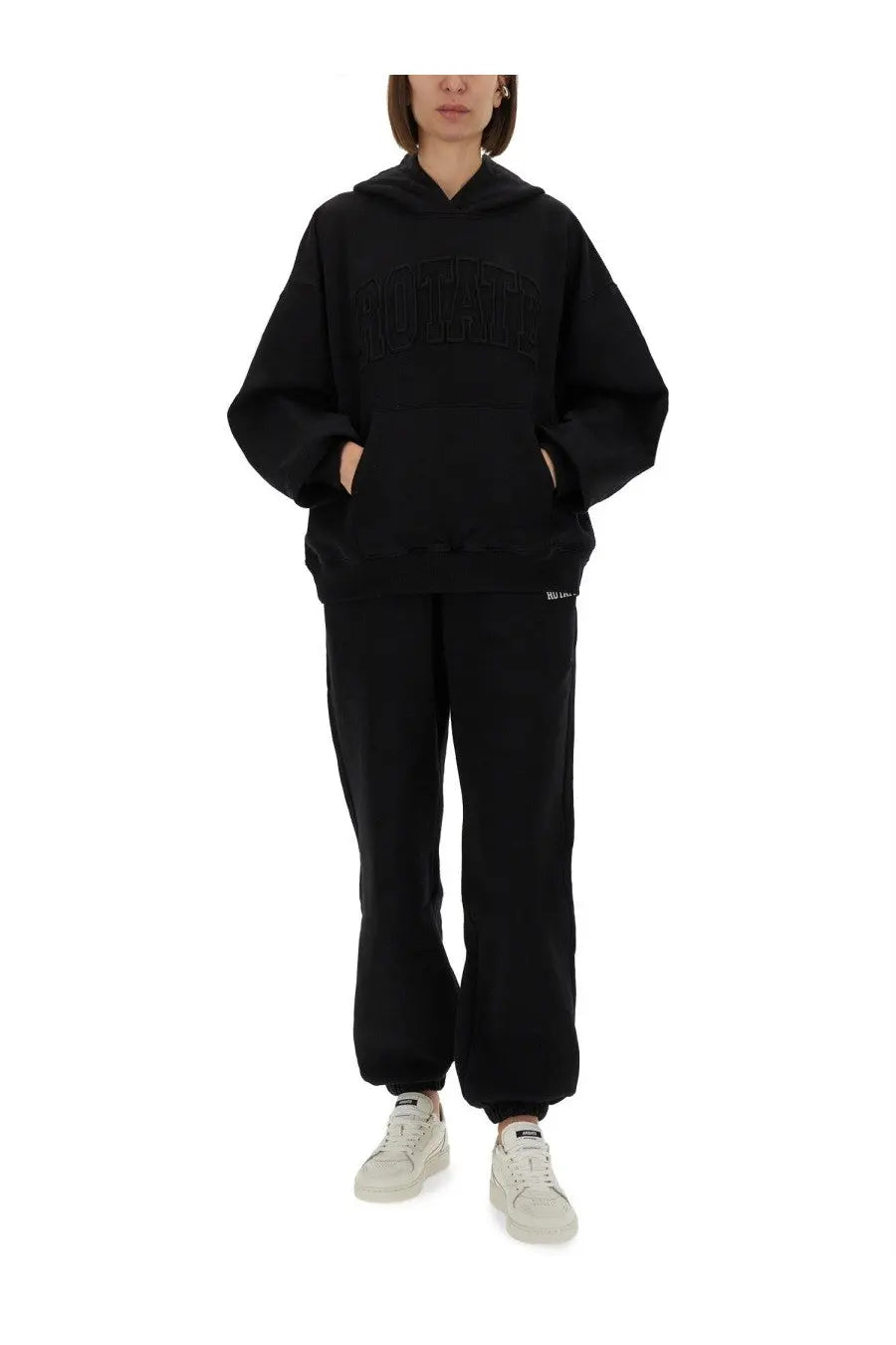 Rotate birger christensen women’s black oversized hoodie with embroidered lettering across the chest