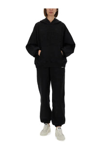 Rotate birger christensen women’s black oversized hoodie with embroidered lettering across the chest