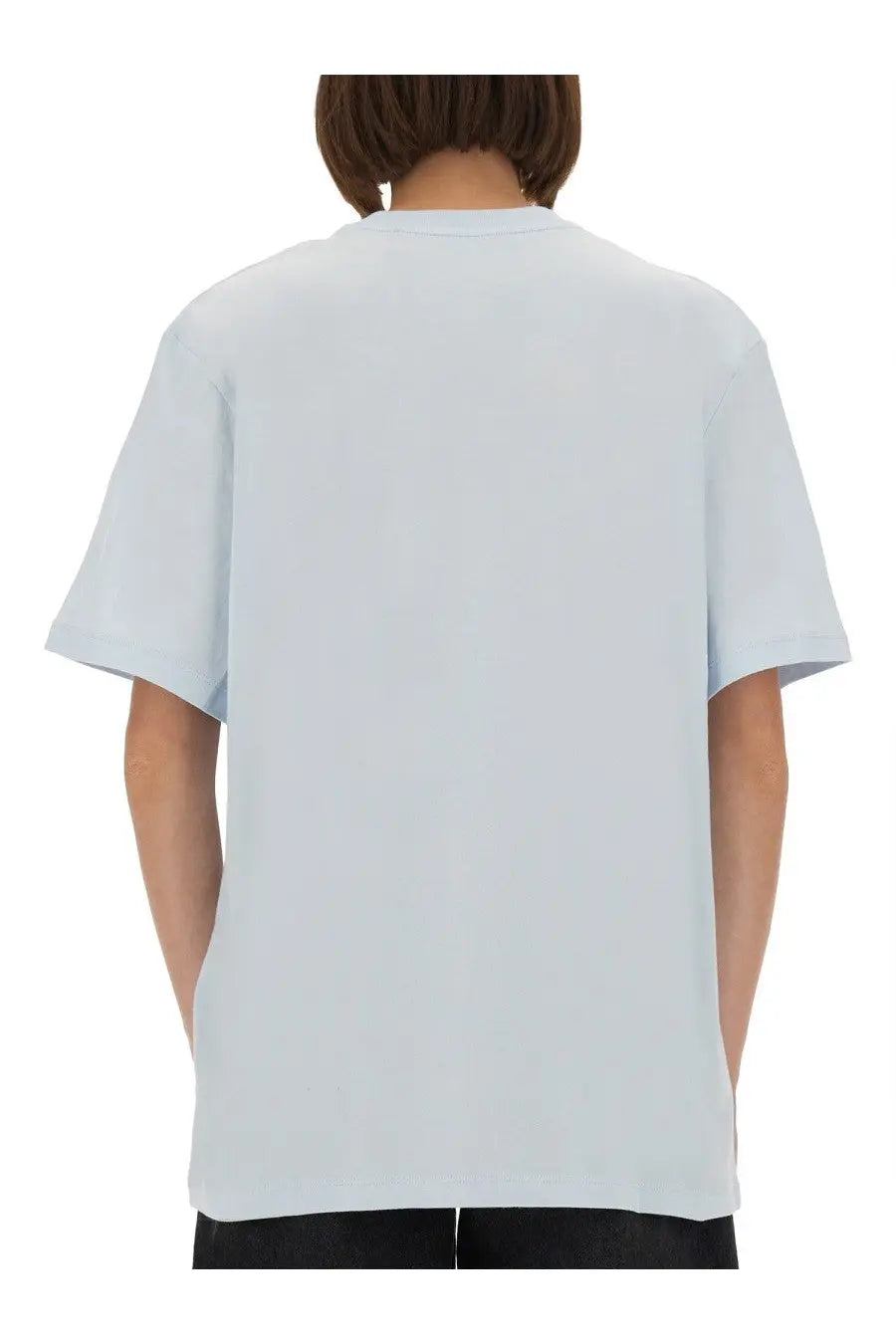 Rotate Birger Christensen women’s light blue oversized cotton jersey shirt with relaxed fit and crew neckline