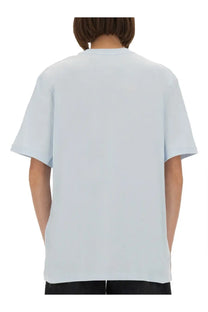 Rotate Birger Christensen women’s light blue oversized cotton jersey shirt with relaxed fit and crew neckline
