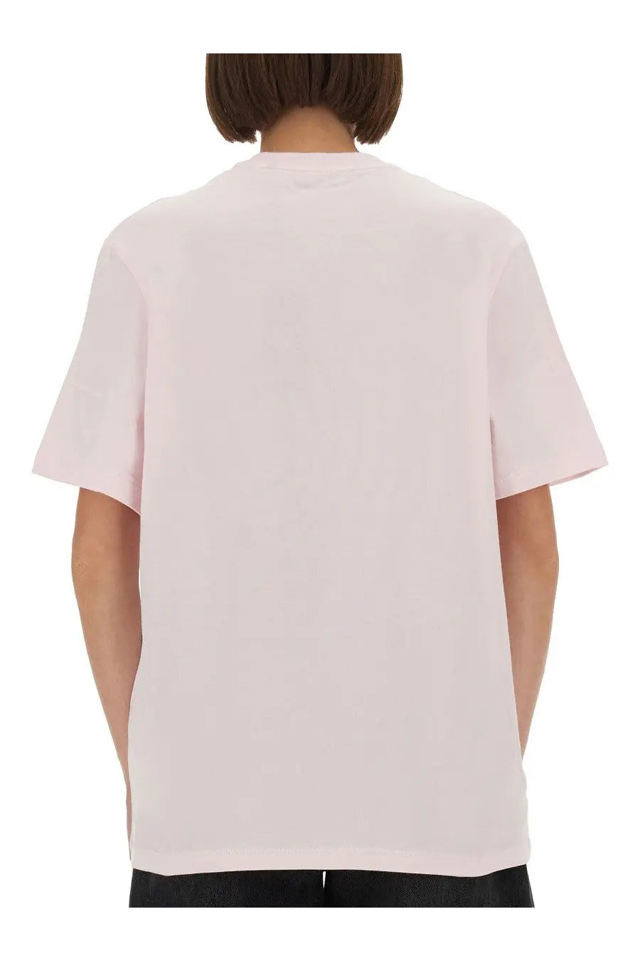 Rotate birger christensen women’s soft pink oversized cotton t-shirt with relaxed fit and crew neckline