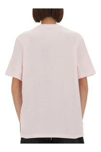Rotate birger christensen women’s soft pink oversized cotton t-shirt with relaxed fit and crew neckline