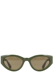 Rotate Birger Christensen womens olive green cat-eye sunglasses with brown gradient lenses for sun protection