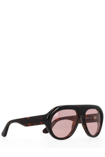 Rotate Birger Christensen women’s tortoiseshell acetate aviator sunglasses with pink tinted lenses in brown tone