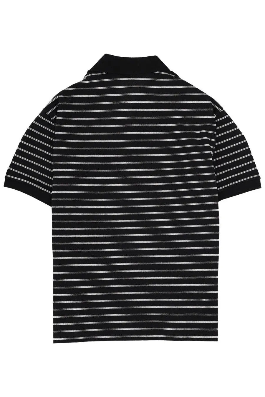 Rotate Birger Christensen women’s polo black is a black and white striped short-sleeved cotton shirt with a classic collar