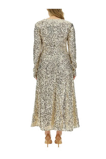 Rotate Birger Christensen women’s long-sleeved midi dress with cream and black sequined pattern