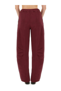 Rotate birger christensen women’s sports pants terry back red high-waisted wide-leg burgundy trousers with pleated detailing