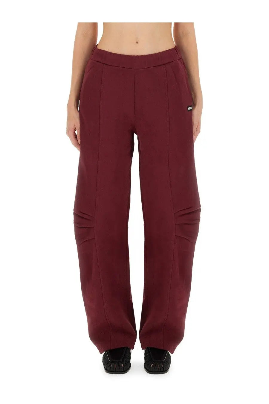Rotate birger christensen women’s sports pants terry back red maroon wide-leg trousers with relaxed fit and side pleats