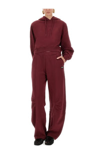 Maroon rotate birger christensen women sports pants terry back with relaxed fit drawstrings and side seam branding