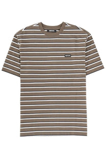 Rotate Birger Christensen women’s short-sleeved striped shirt green with olive and white stripes and a black rotate logo patch