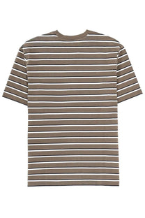 Rotate birger christensen women’s short-sleeved striped shirt with olive green white and black horizontal lines