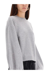Rotate Birger Christensen women’s grey oversized knit sweater with soft textured fabric and ribbed cuffs