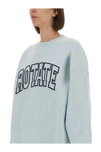 Light blue oversized rotate birger christensen women sweatshirt with bold black rotate lettering on chest
