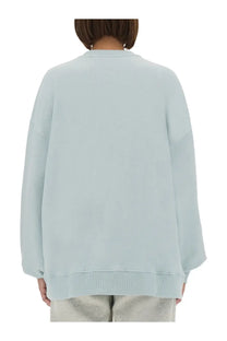 Rotate Birger Christensen women’s soft light blue oversized sweatshirt with ribbed cuffs and hem