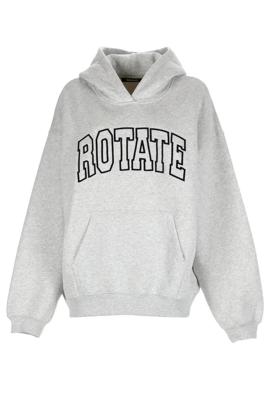 Rotate Birger Christensen women’s grey heathered hoodie with bold black rotate lettering on the chest