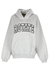 Rotate Birger Christensen women’s grey heathered hoodie with bold black rotate lettering on the chest