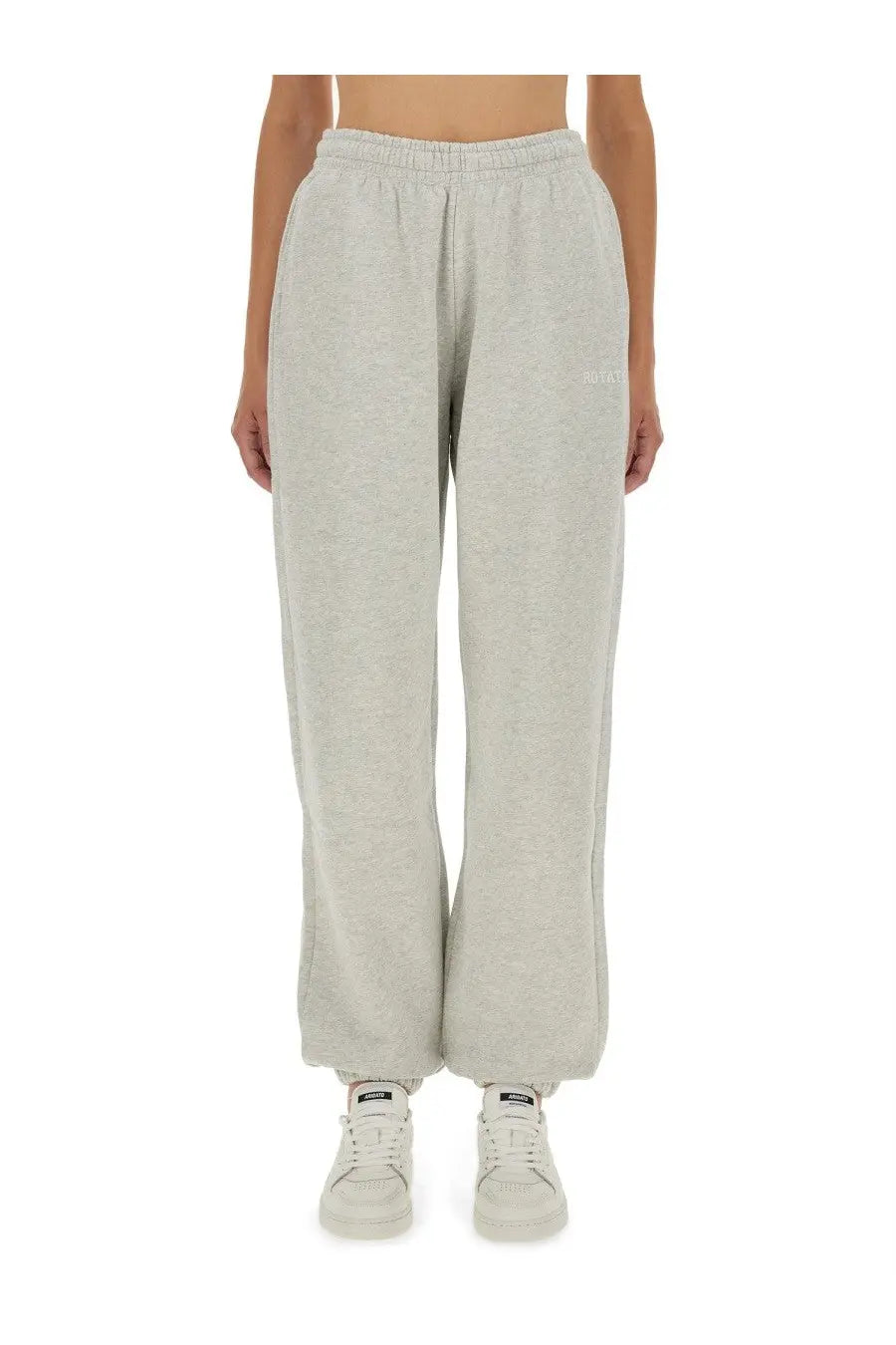 Rotate birger christensen women’s track pants grey light gray soft cotton sweatpants with relaxed fit and embroidered branding