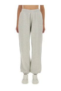 Rotate birger christensen women’s track pants grey light gray soft cotton sweatpants with relaxed fit and embroidered branding