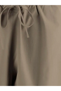 The row women’s delano cotton trousers green beige drawstring pants with soft flowing fabric and matching waist ties