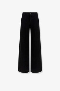 The Row women’s Eglitta black wide-leg denim trousers with a straight cut and classic front button closure