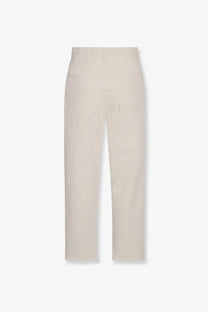 The row women’s fortino cream-colored straight-leg organic cotton trousers with minimalist design and subtle front pockets