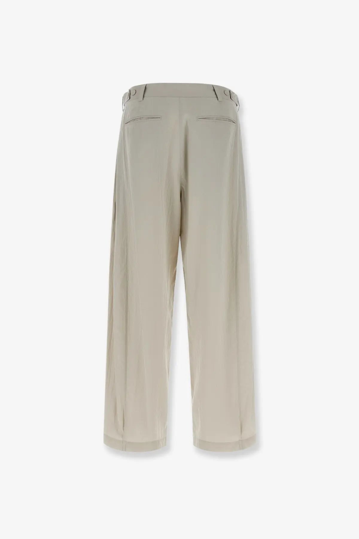 Beige wide-leg tailored trousers with subtle back pleats made of silk and nylon by The Row womens Iven in grey