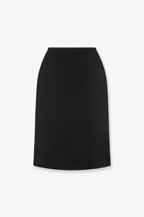 The row women’s ivera stretch silk black a-line skirt with a smooth tailored fabric front view