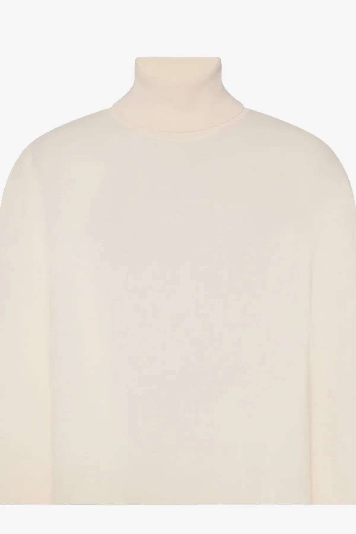 The row womens lizzy cashmere top is a cream-colored long-sleeved turtleneck sweater with a soft smooth texture