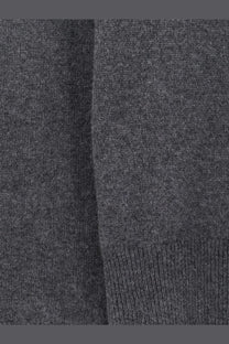Dark gray heathered knit sweater with ribbed cuff by the row womens oashi cashmere top in grey