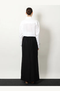 The row women’s saul black high waist wide-leg long skirt in cotton and silk with soft flowing fabric