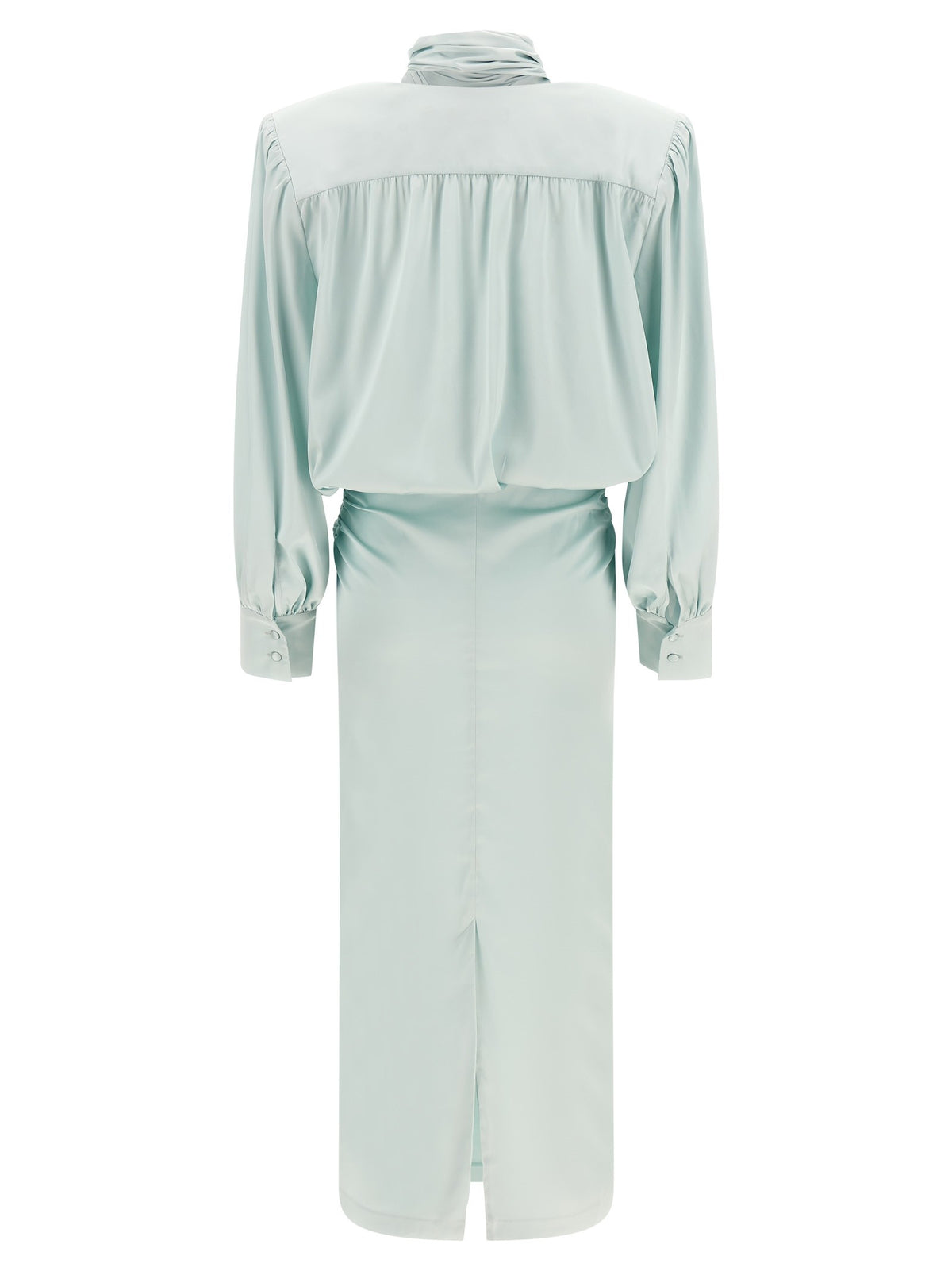 ROTATE Birger Christensen Ruched Long Dress Blue