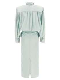 ROTATE Birger Christensen Ruched Long Dress Blue