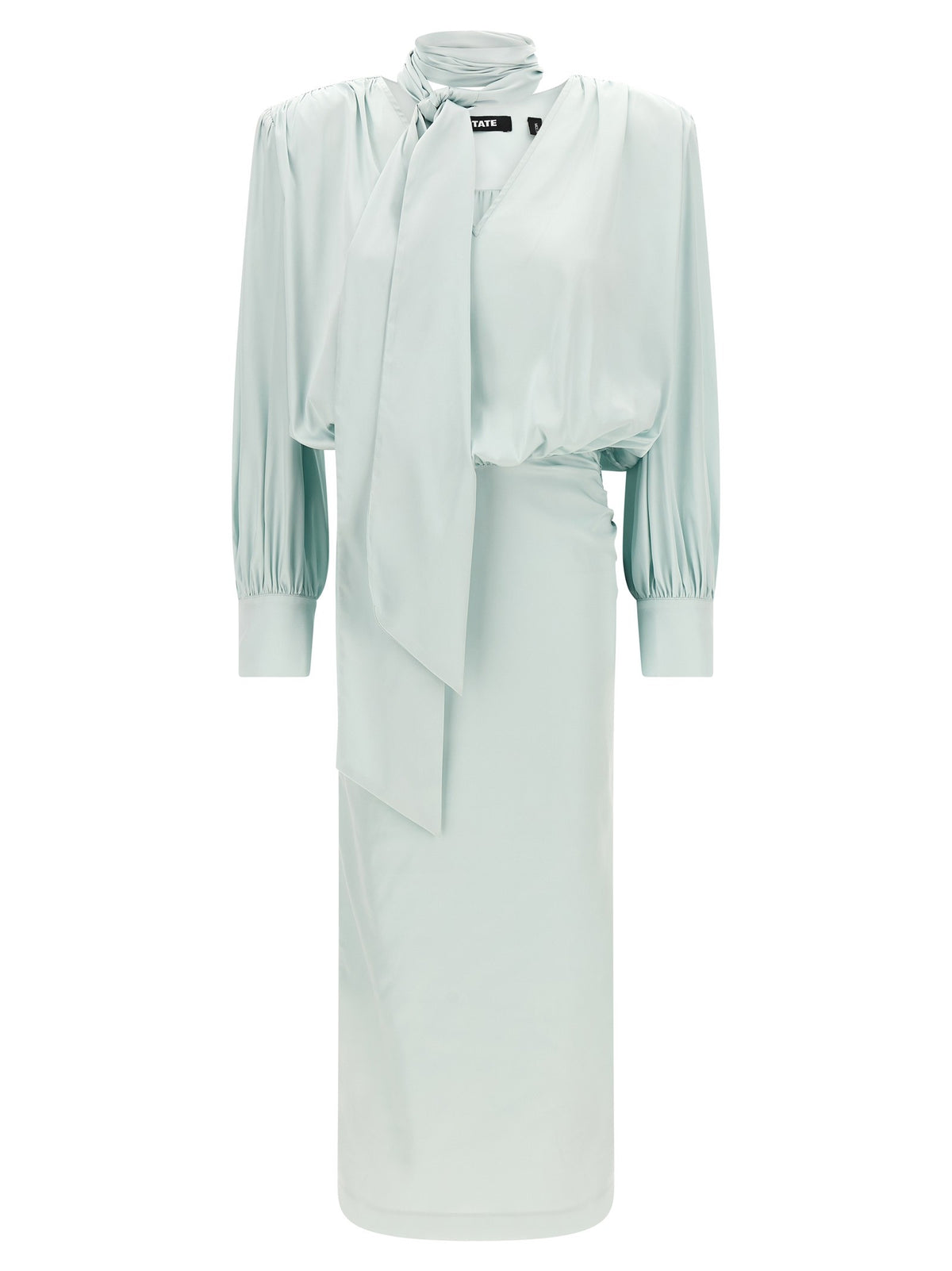ROTATE Birger Christensen Ruched Long Dress Blue