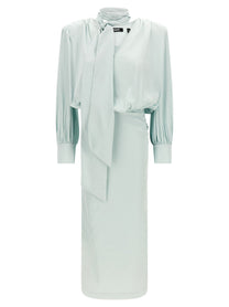 ROTATE Birger Christensen Ruched Long Dress Blue
