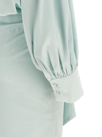ROTATE Birger Christensen Ruched Long Dress Blue