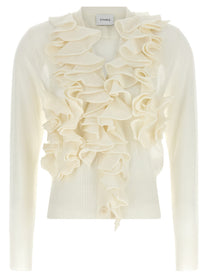 Nude Lucy Ruffle Cardigan White