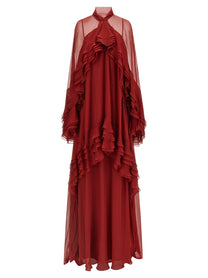 Alberta Ferretti Ruffle Dress Red