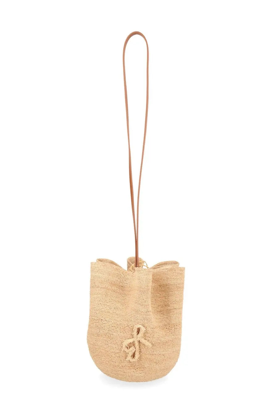 Ruslan Baginskiy women’s borsa the hatbag beige woven straw bucket bag with matching leather handle and embroidered logo