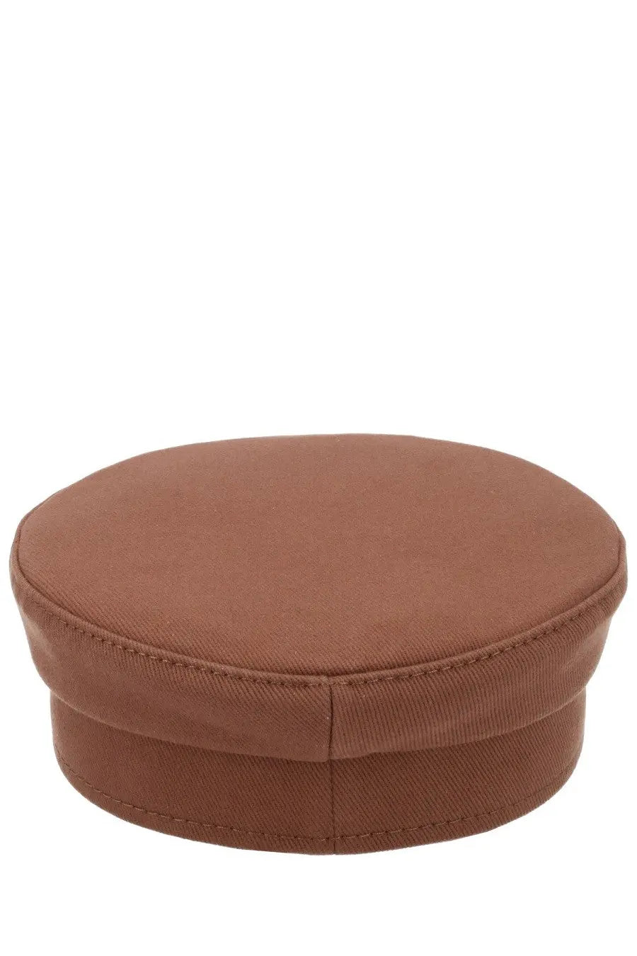 Ruslan baginskiy women’s cappello baker boy cap in brown fabric with flat top and structured brim