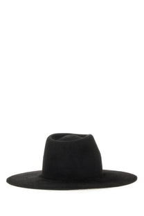 Ruslan Baginskiy women’s black felt fedora hat with wide brim and softly creased crown