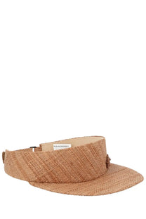 Ruslan Baginskiy women’s visiera beige woven straw visor with small decorative knot on the side