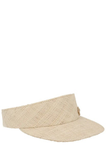 Ruslan Baginskiy women’s visiera in paglia white beige woven straw visor with subtle texture and decorative side button
