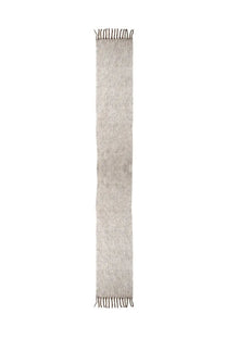 Ruslan Baginskiy women’s wool scarf in beige with a soft light gray knit texture and fringed ends