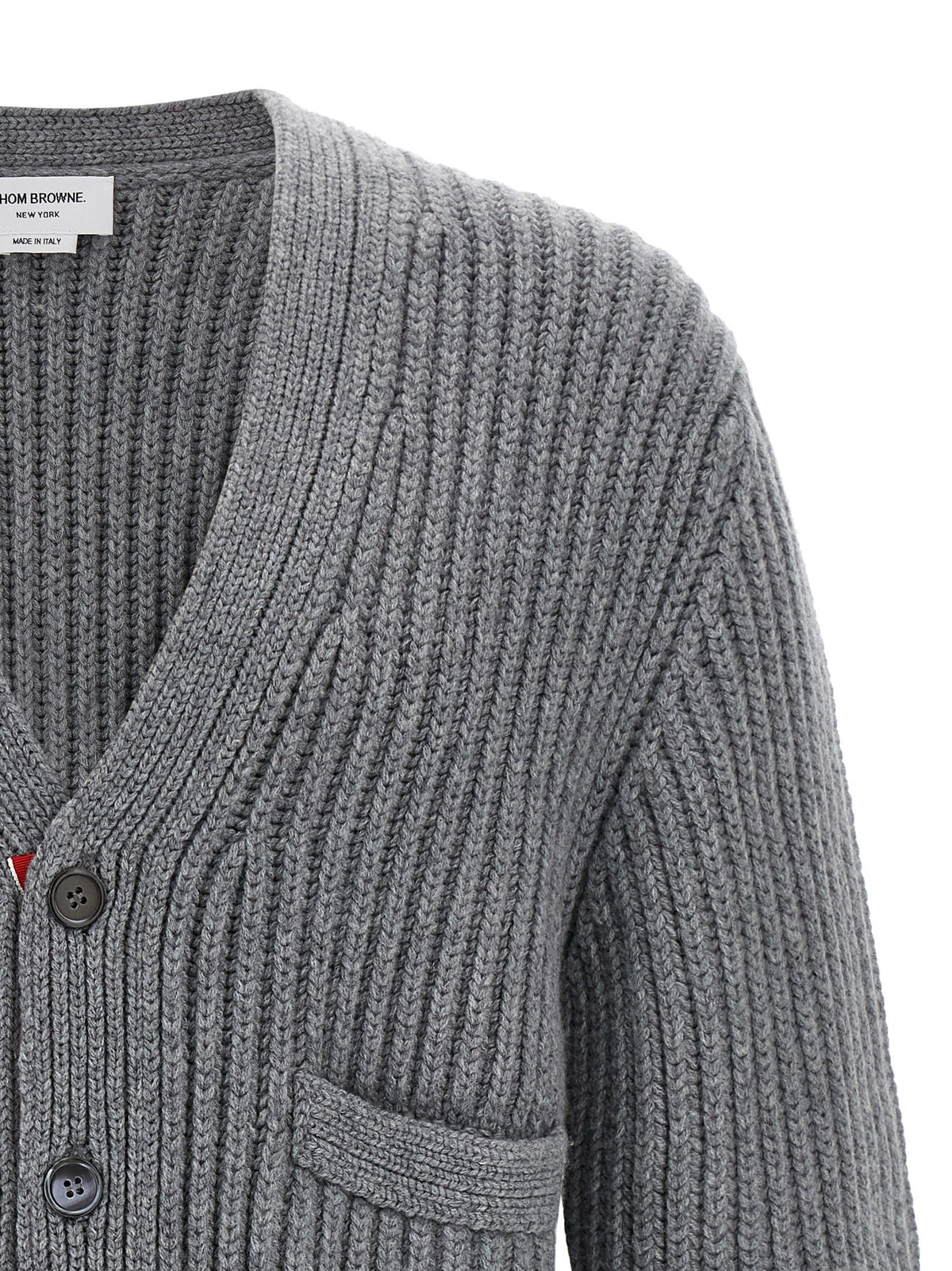 Thom Browne Rwb Tape Cardigan Grey