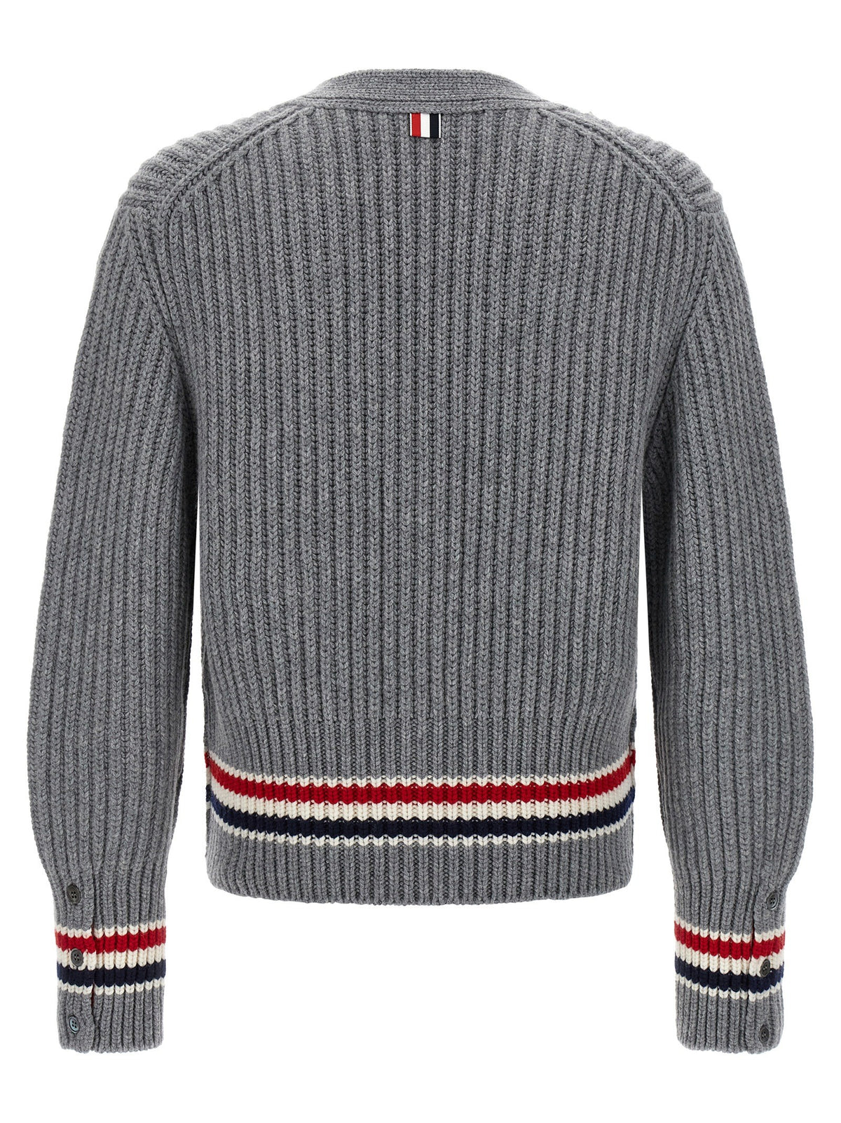 Thom Browne Rwb Tape Cardigan Grey