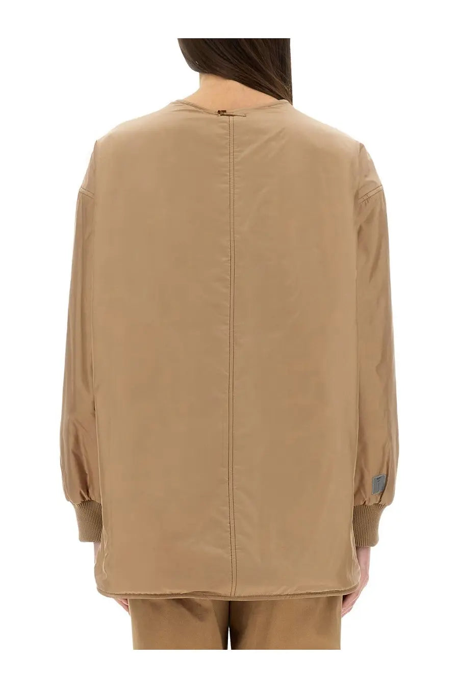 S max mara women’s greena the cube beige oversized long-sleeved jacket with central seam and ribbed cuffs
