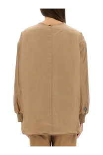 S max mara women’s greena the cube beige oversized long-sleeved jacket with central seam and ribbed cuffs